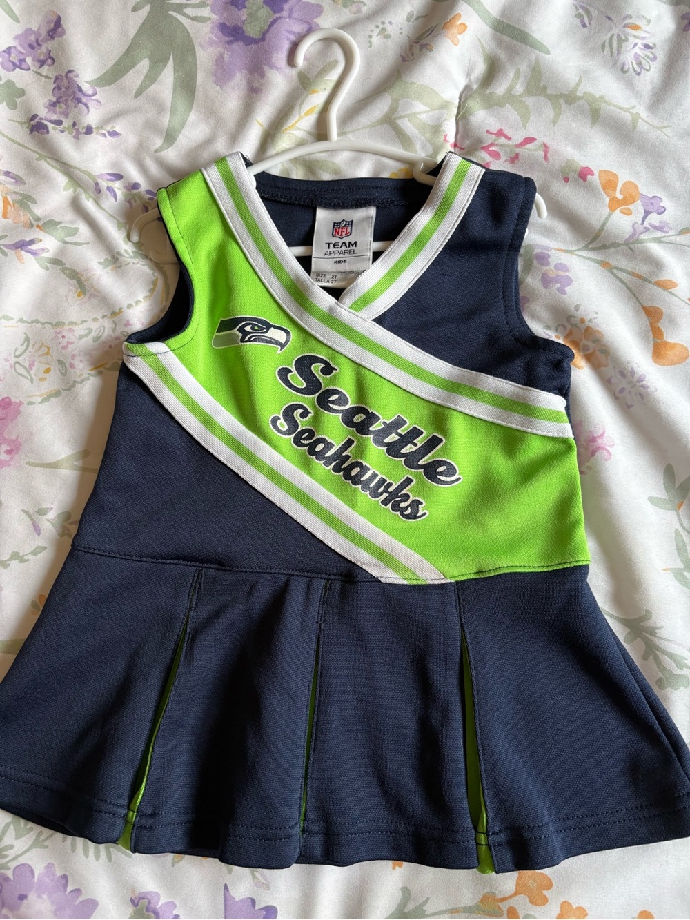 NFL Seattle Seahawks Navy & Lime Green Cheer Dress Top